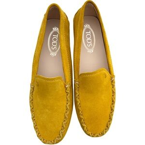 NEW Tod’s Mustard Suede Braided Trim Driving Loafers